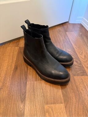 Women's Black Leather Chukka Boots - Sleek Pull-On Chelsea Style